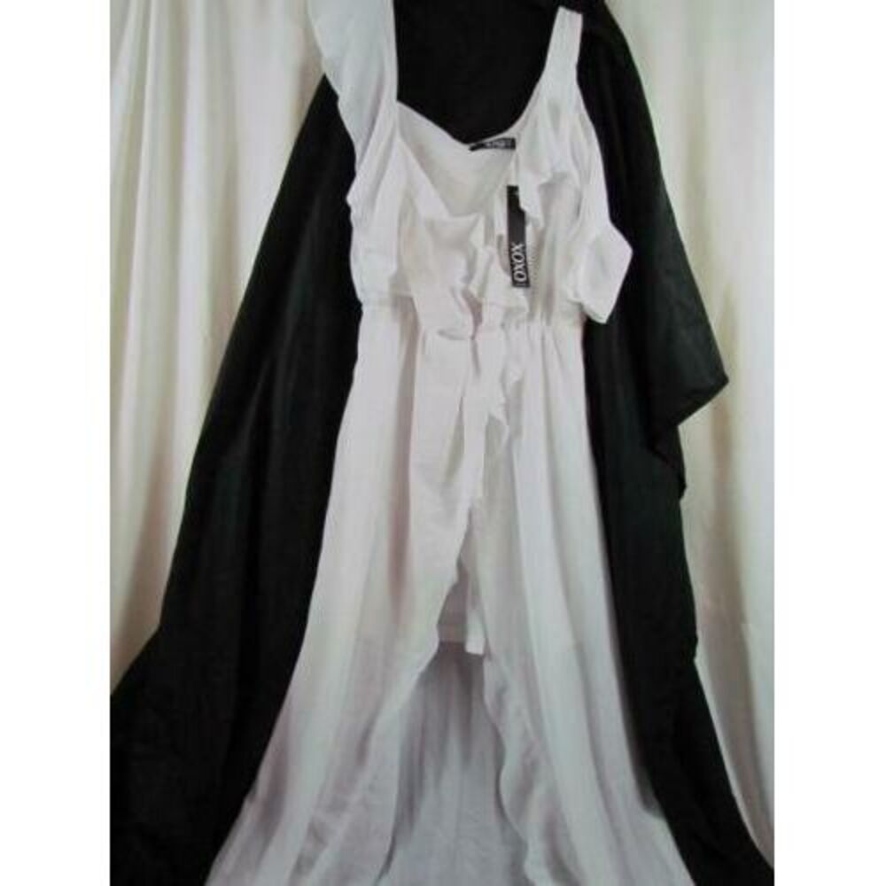 NWT XOXO Womens Wrap Maxi Dress White Ruffled Short Sleeve Juniors M